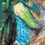 Portrait d'une femme, tableau à l'huile sur toile moderniste du xxe siècle - signé