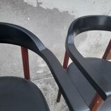 Pair of Scandinavian armchairs in teak and leather