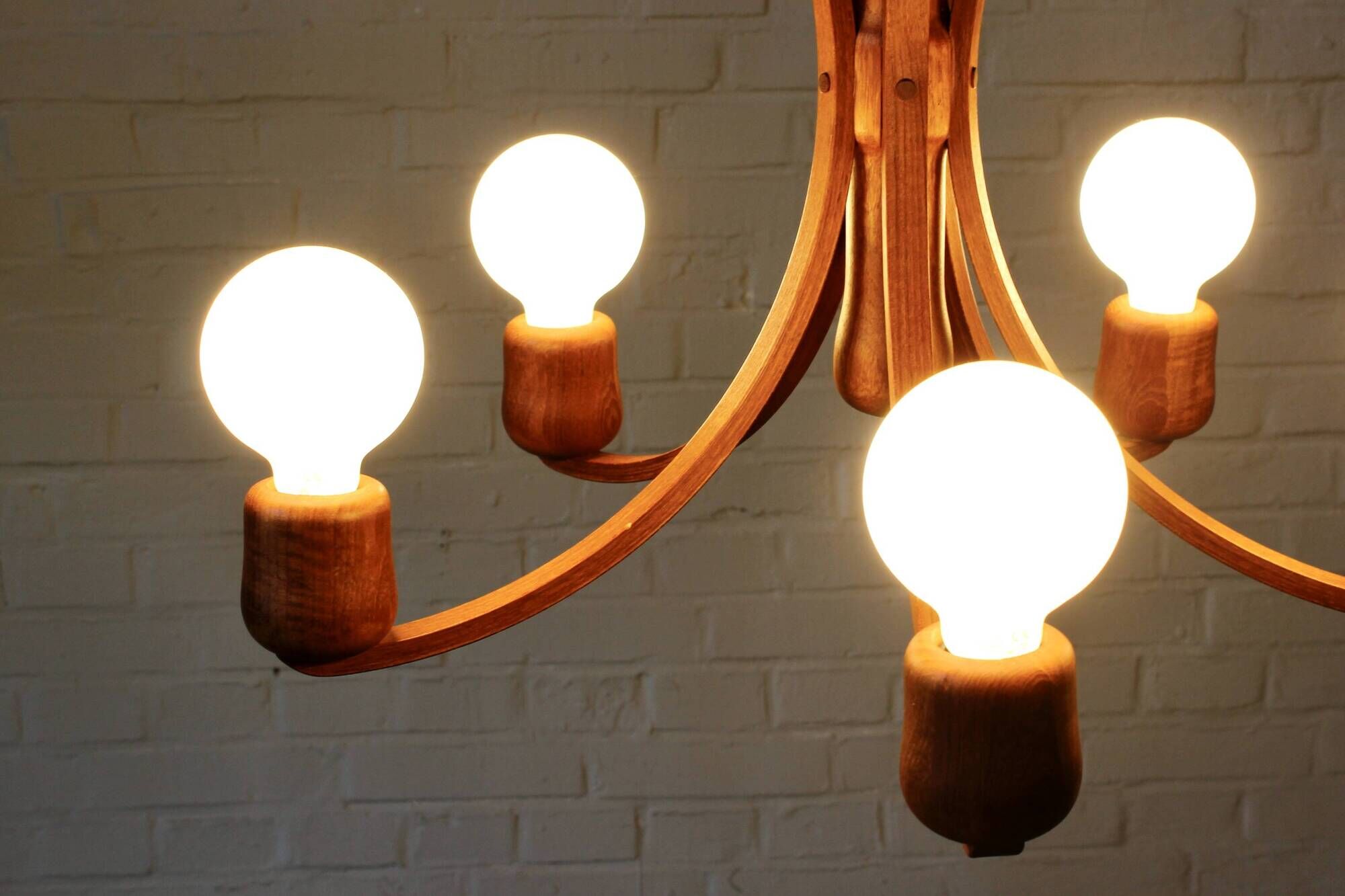 Vintage teak Candela pendant lamp Domus Danish design