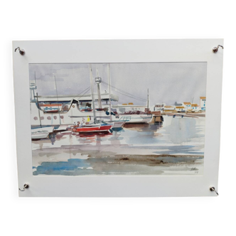 Watercolour by Michel Roubille, the island of Yeu 1984.