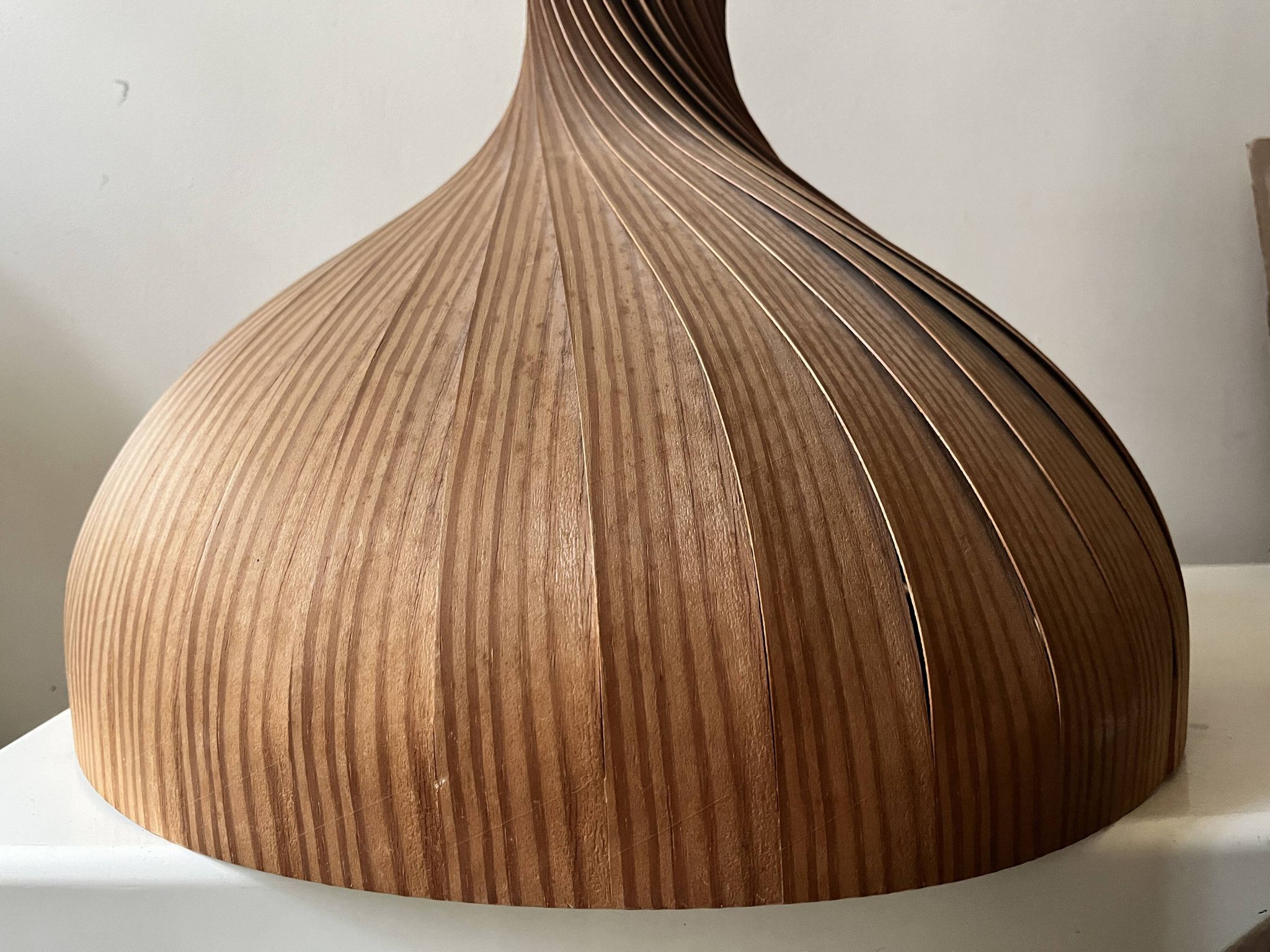 Scandinavian wooden pendant light by Hans-Agne Jakobsson, Suede design 1960
