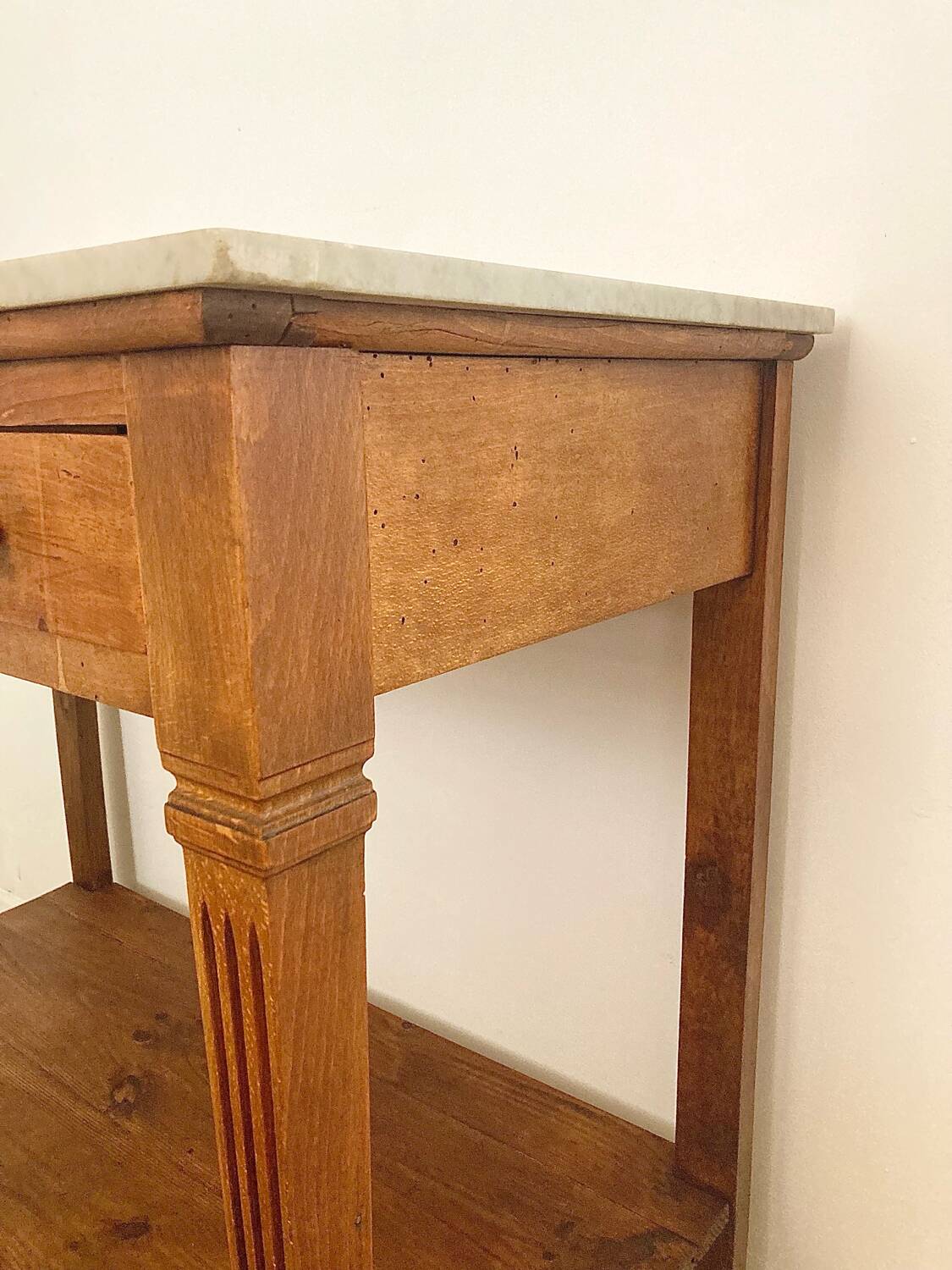 Wooden and marble console table