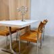 Vintage Dutch design chrome dining set leather chairs 'Minimalism'