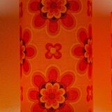 Lampe à poser Crush orange - opaline blanche et tissu vintage année 70