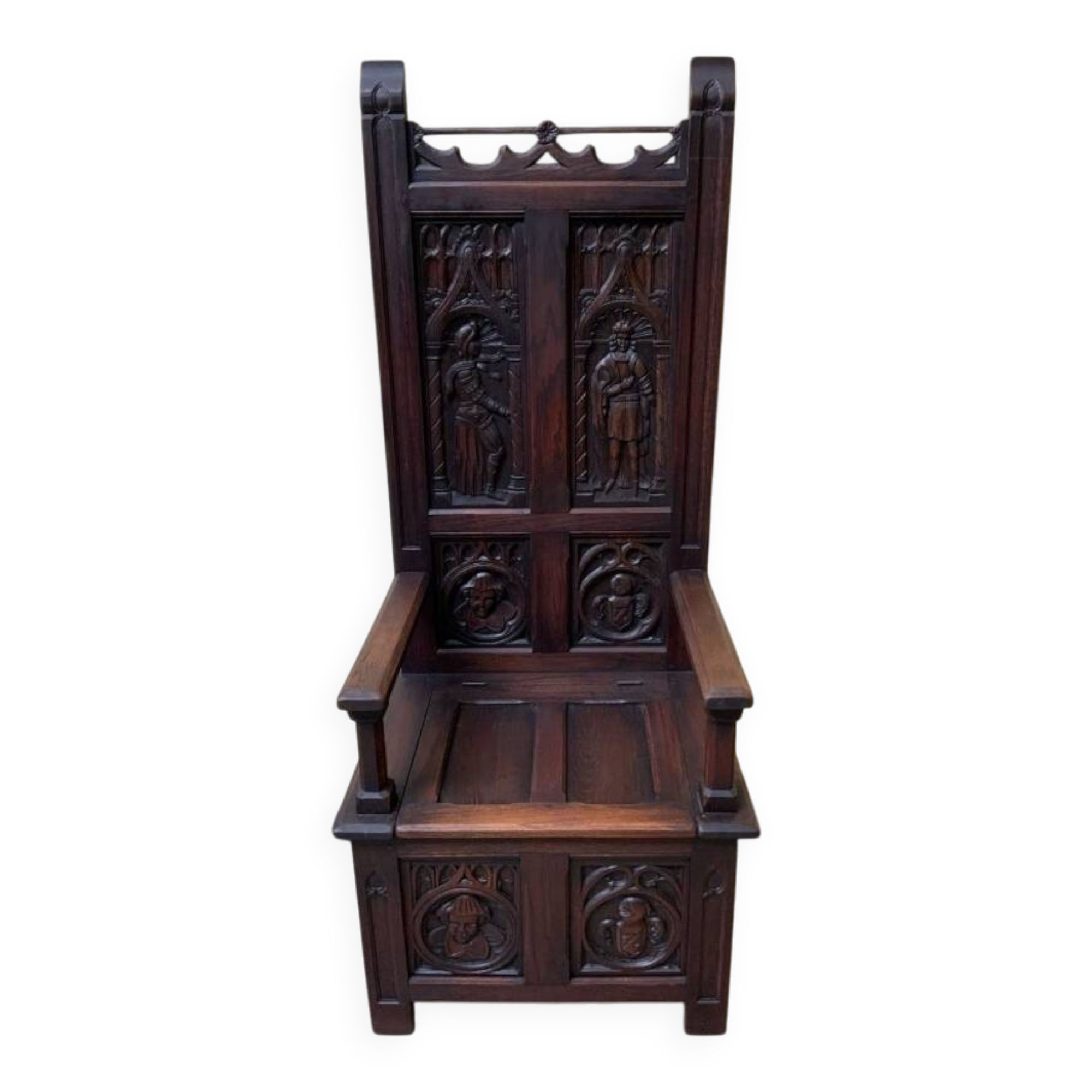 Antique - Chest Bench, - Neo-Gothic