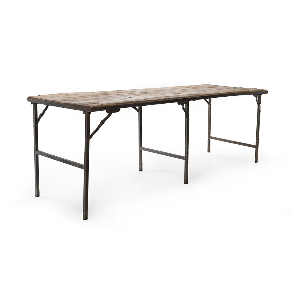 Teak and metal folding table