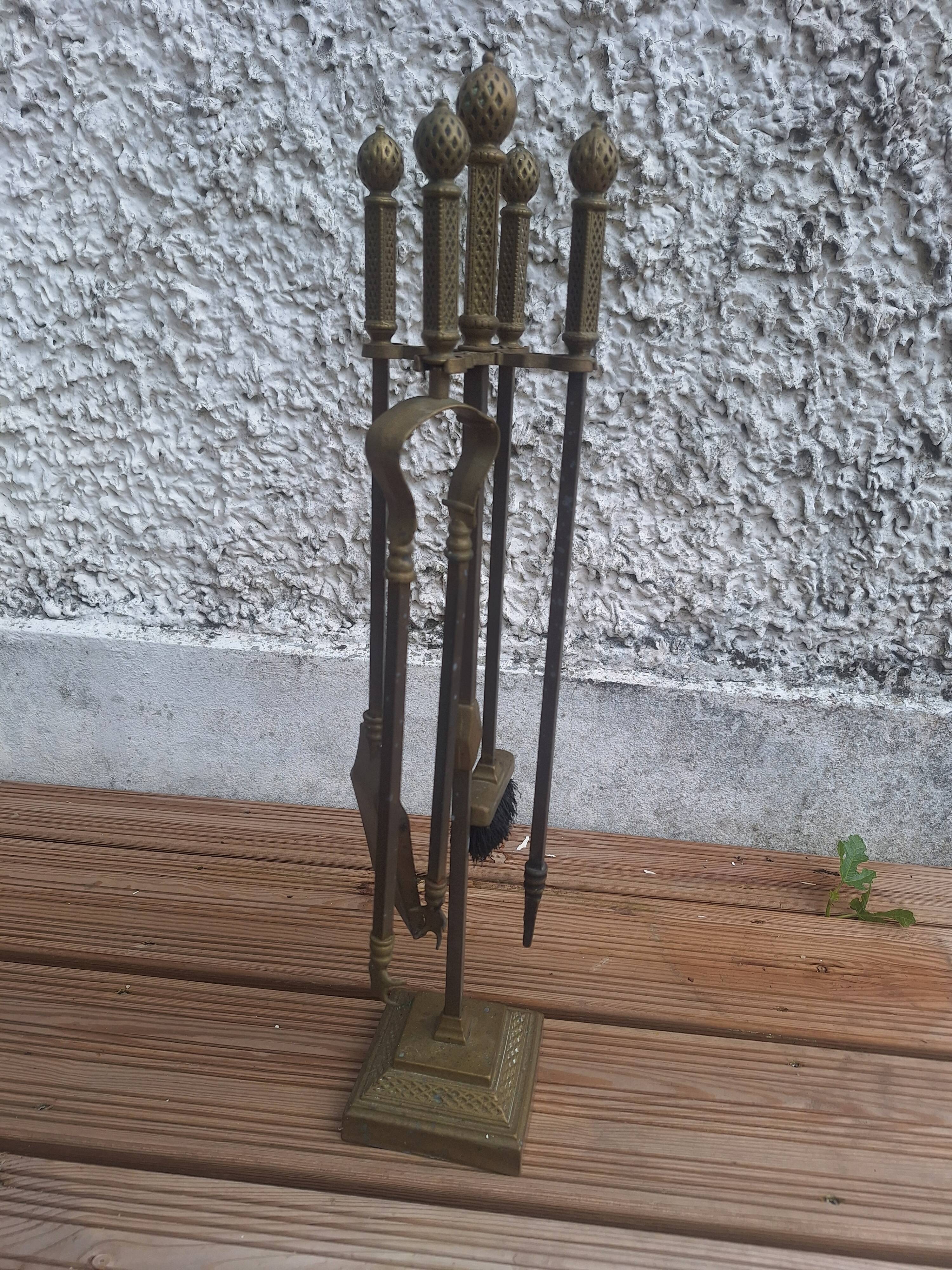 Art Deco Moorish Fireplace Tool Set 4 pieces