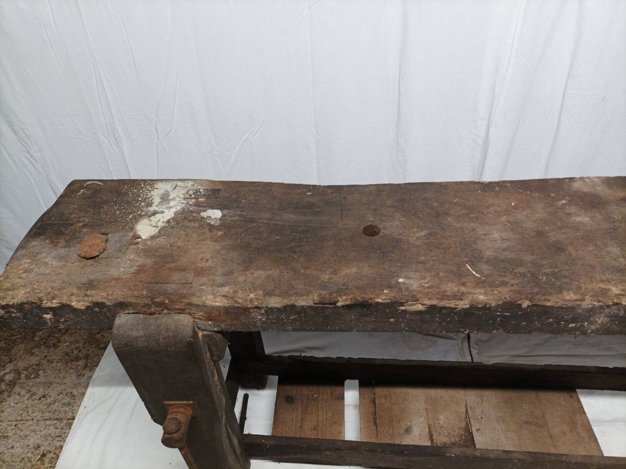 Old vintage wooden workbench