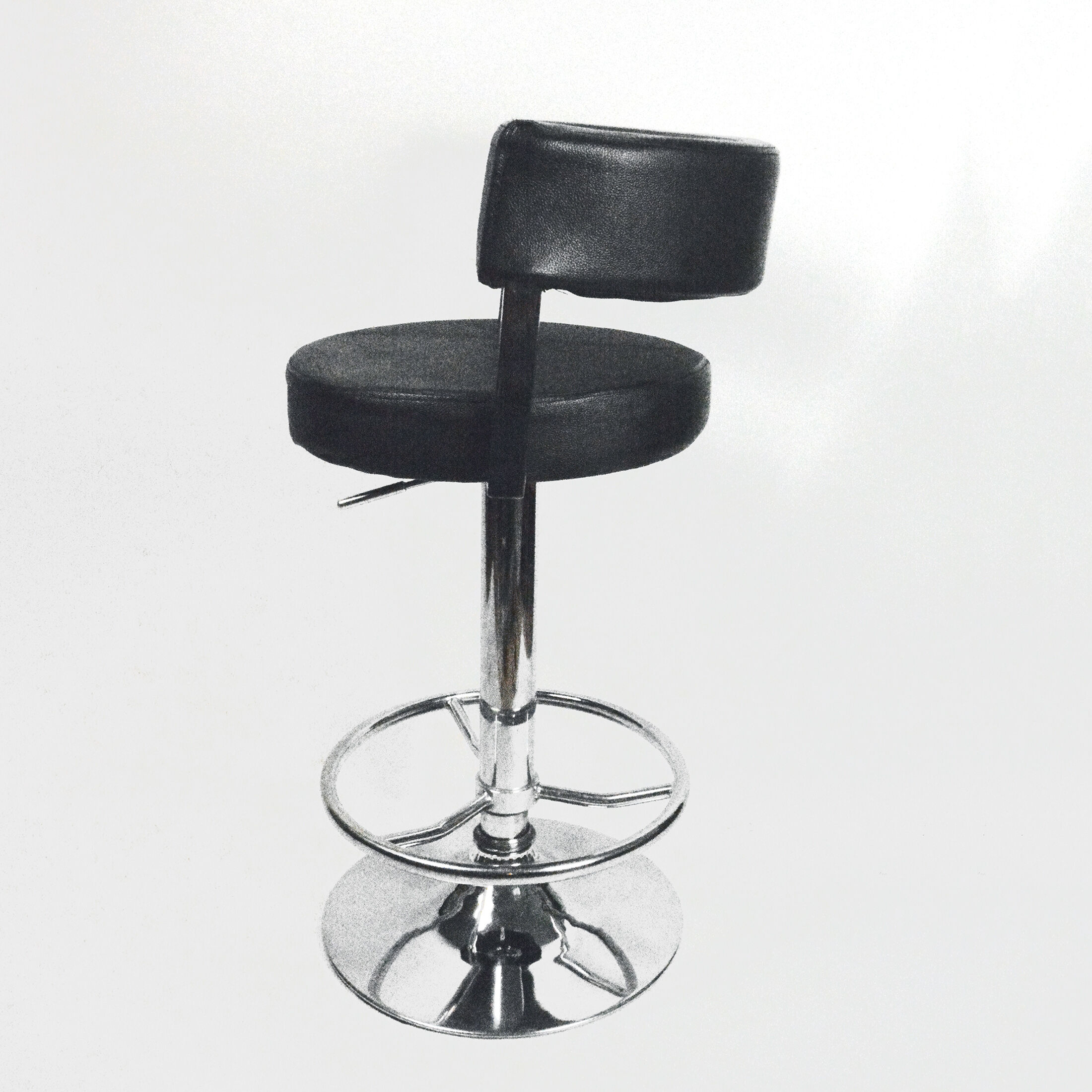 Bar stool black, eco-leather, Germany 90s