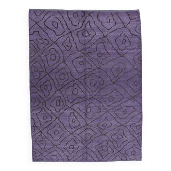 7x9 modern vintage purple  hemp area rug,