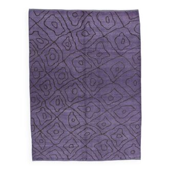 7x9 modern vintage purple  hemp area rug,