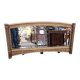 Miroir mural vintage en bambou et cannage, glace biseautée