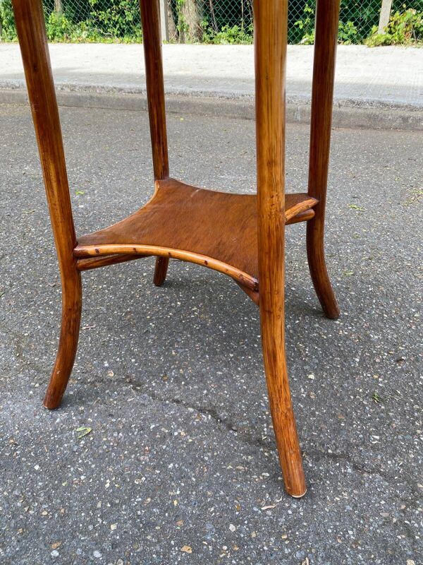 Sellette étagère art nouveau vintage en bois massif et bambou Maugrion Fran