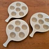 Set of 3 Vintage French Snail Cooking Pots 6 Snail Wells and Handles 3172