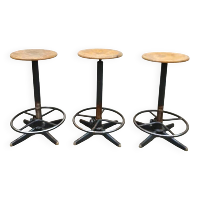 Tabourets de bar industriels vintage français