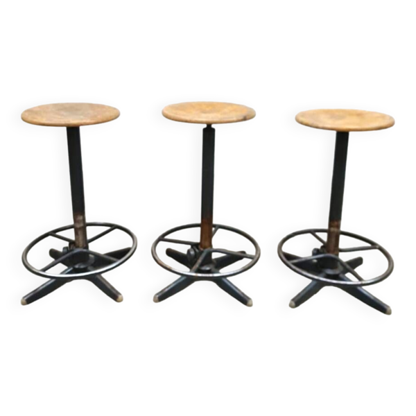 Tabourets de bar industriels vintage français