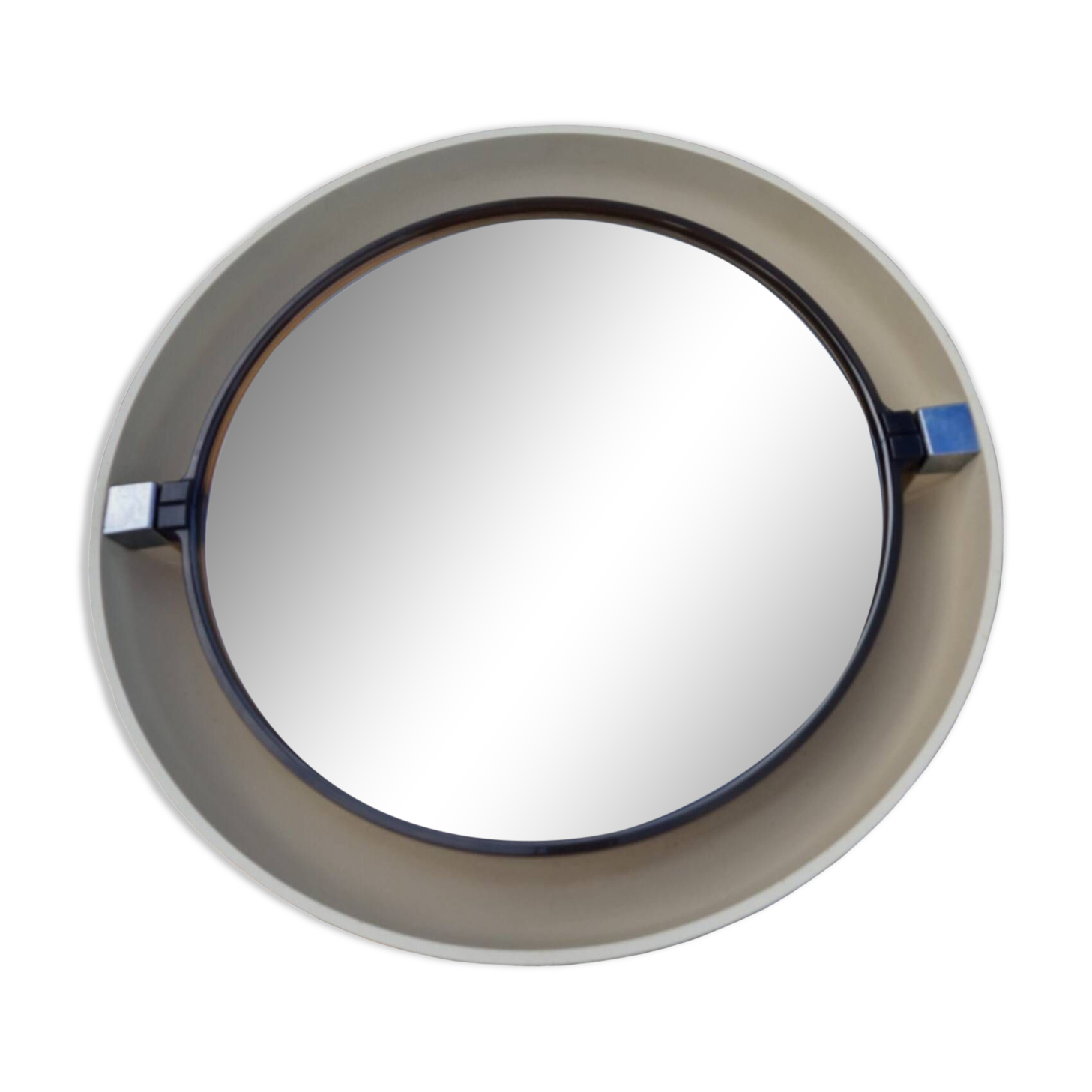 Round illuminated plastic mirror from the 70s