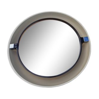 Round illuminated plastic mirror from the 70s