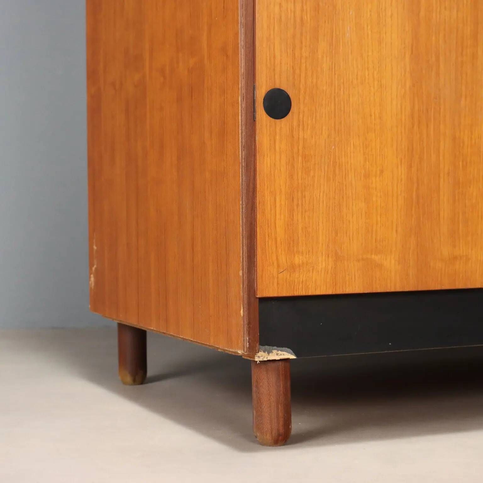 Vintage teak veneer wardrobe, designer, Italy, 1960s