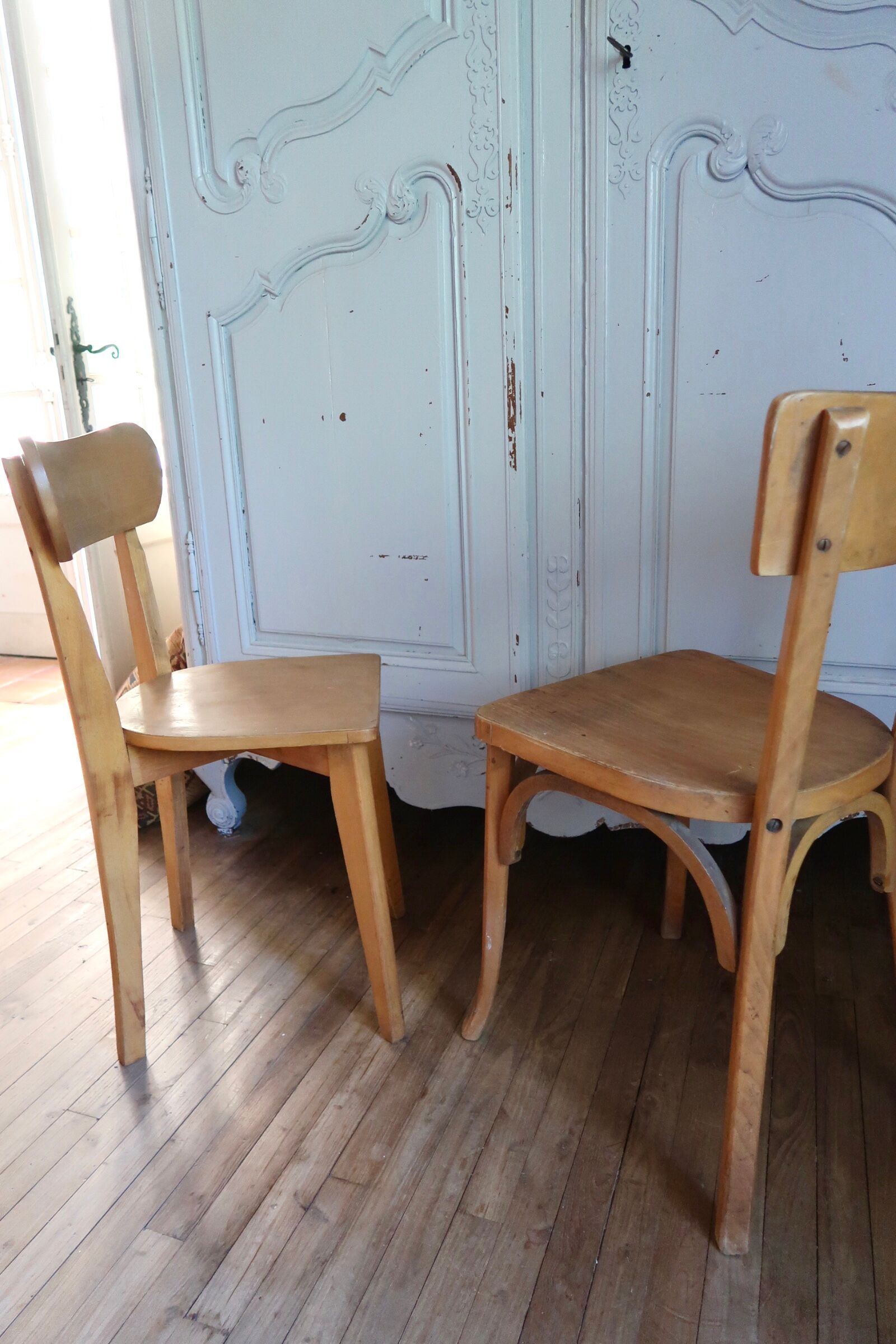 Set of 2 wooden bistro chairs