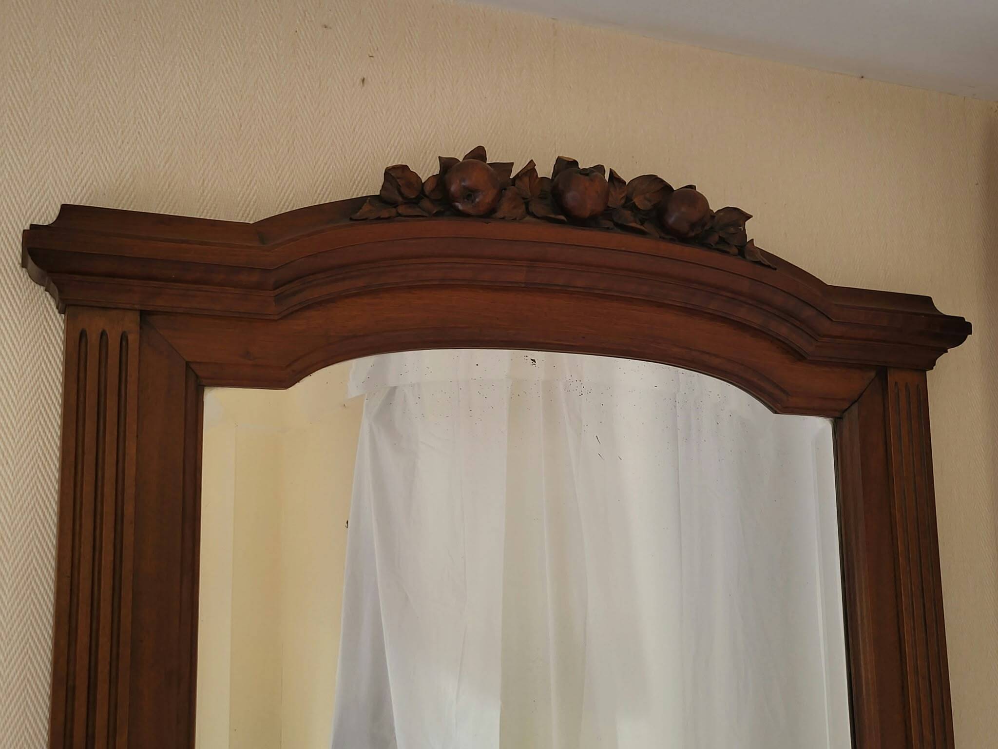 Large Art Nouveau Mirror 1910 - Solid Walnut