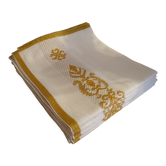 6 white embroidered napkins and camel 47 x 45