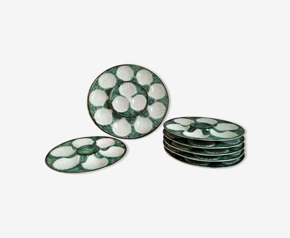 Service de 6 assiettes à huitre et 1 plat Longchamp