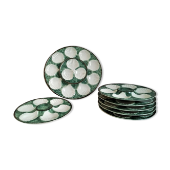 Service de 6 assiettes à huitre et 1 plat Longchamp