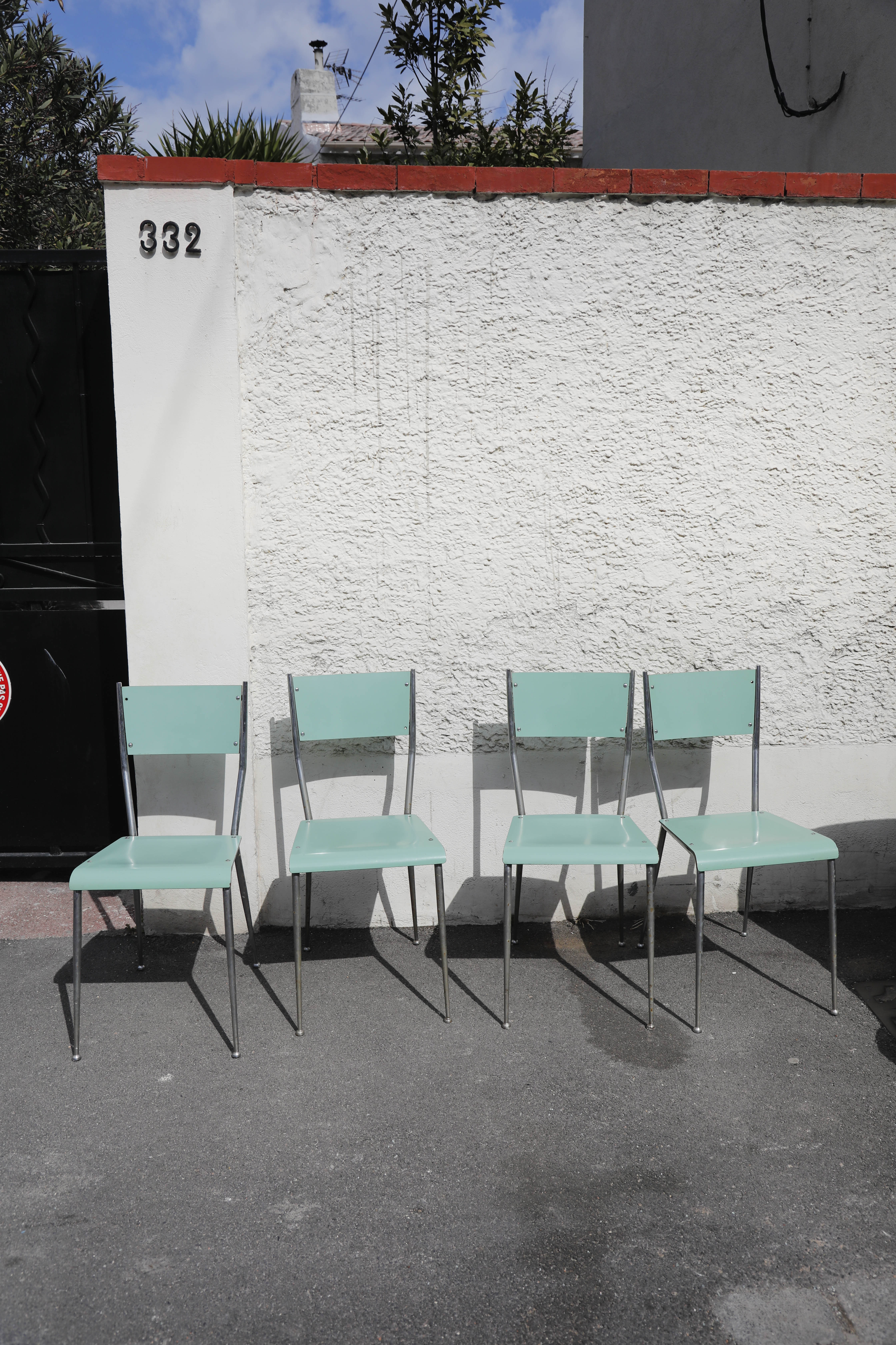 Set Table and Chairs Formica Water Green