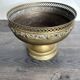 Vintage brass footed bowl, Italian decoration.
