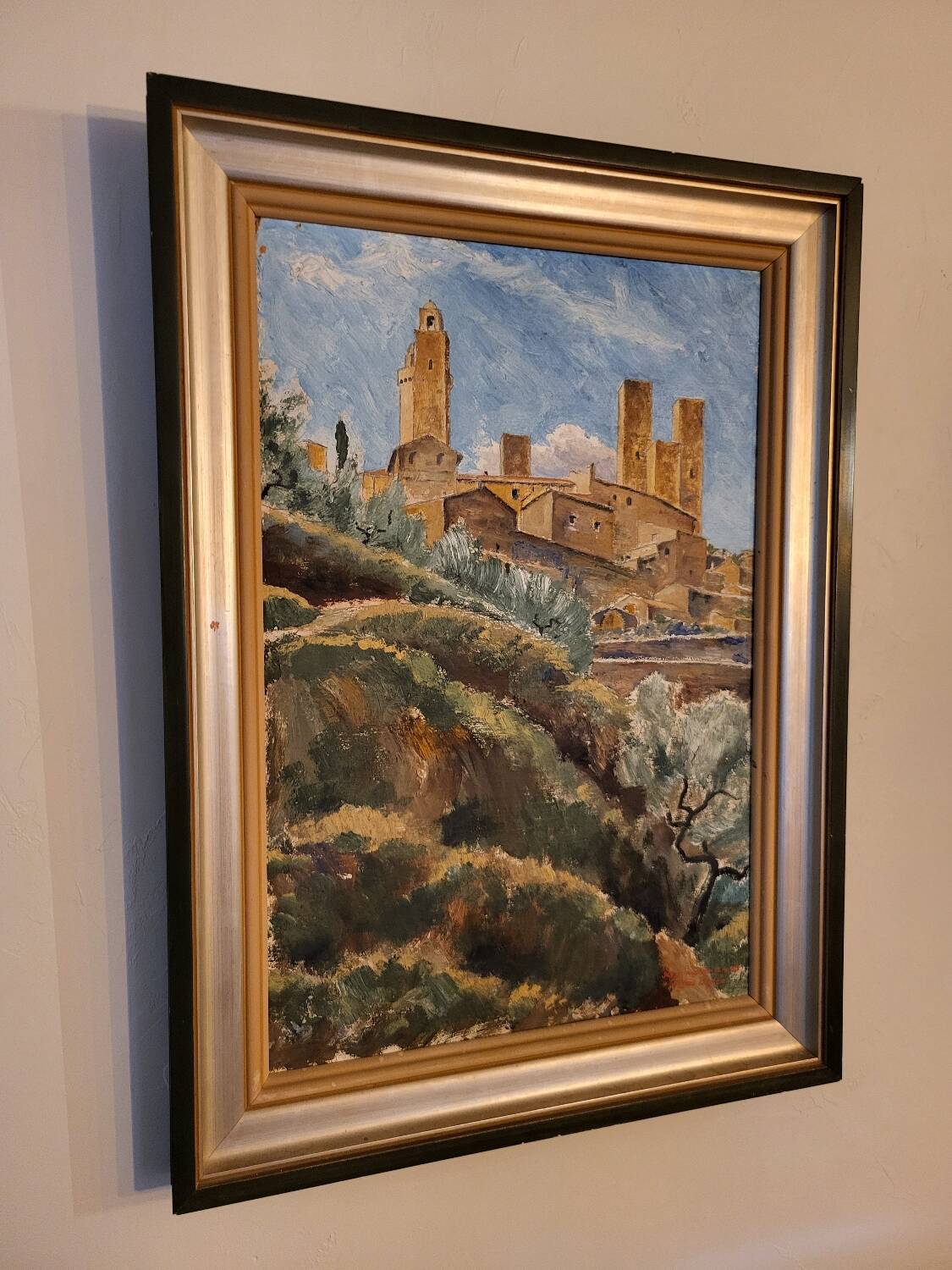 Oil painting by Hans Lindén /1938/ San Gimignano Italy