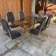Chaises et table de salle à manger italiennes vintage en laiton, années 1970, lot de 7