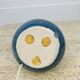 Blue ceramic ball lamp with wool lampshade, vintage