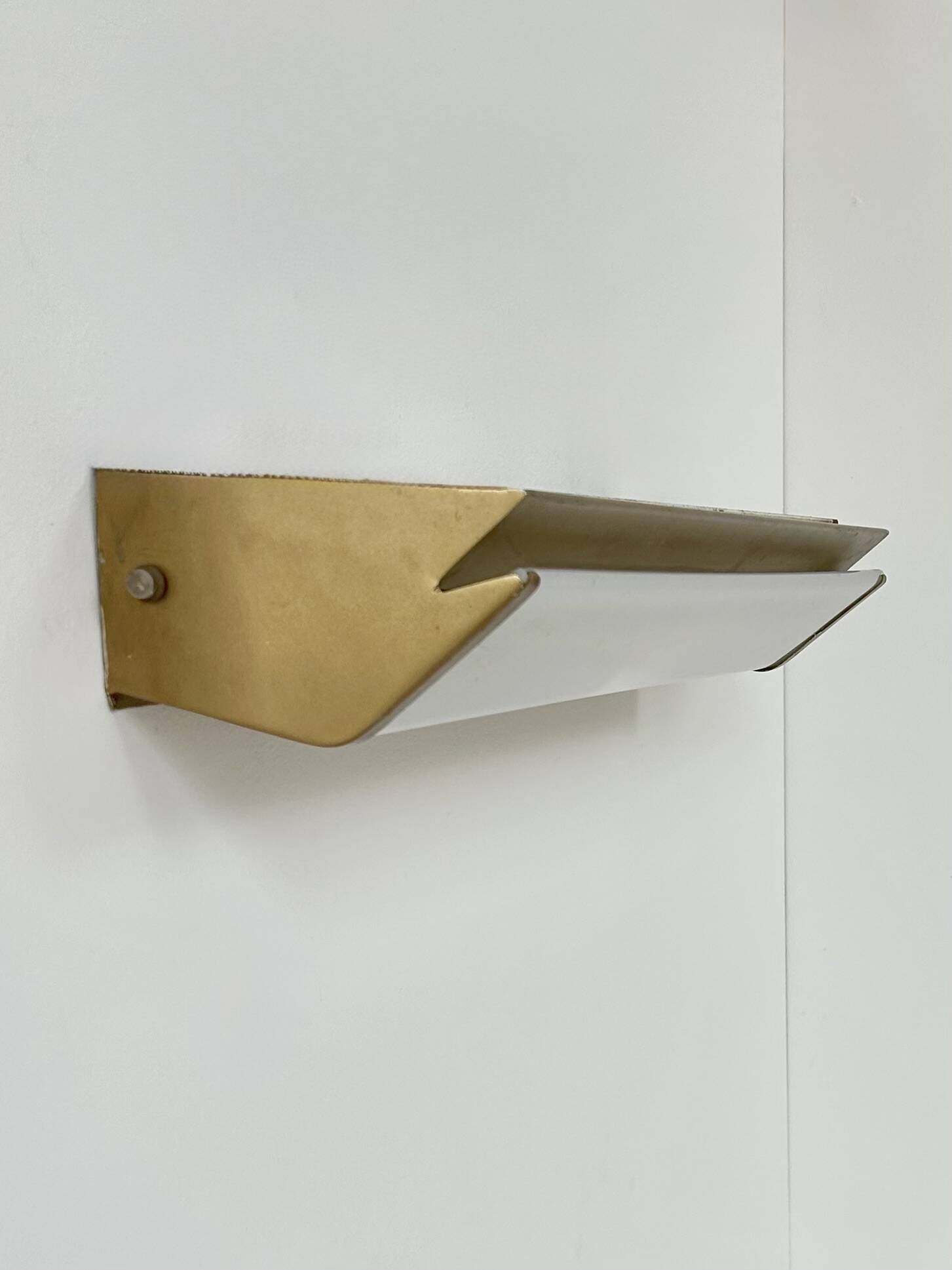 Vintage XL wall light, matte gold metal and perspex, France, 1960.