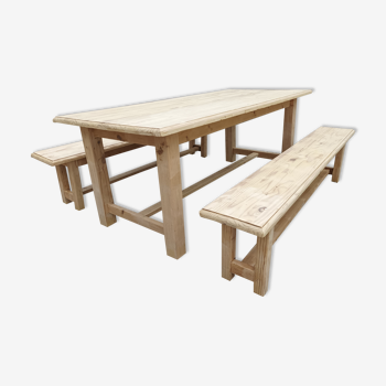 Fir table with bench