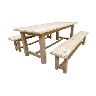 Fir table with bench