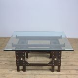 Coffee Table Of Cast Iron And Glass Top