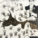 Original silkscreen print in black and gold by melinda patton, james mayor gallery, 1984 marcel proust