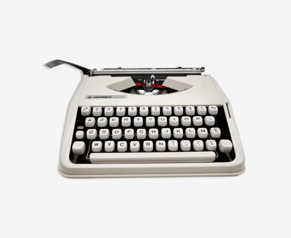 Machine à écrire Hermes Baby beige cursive révisée ruban neuf