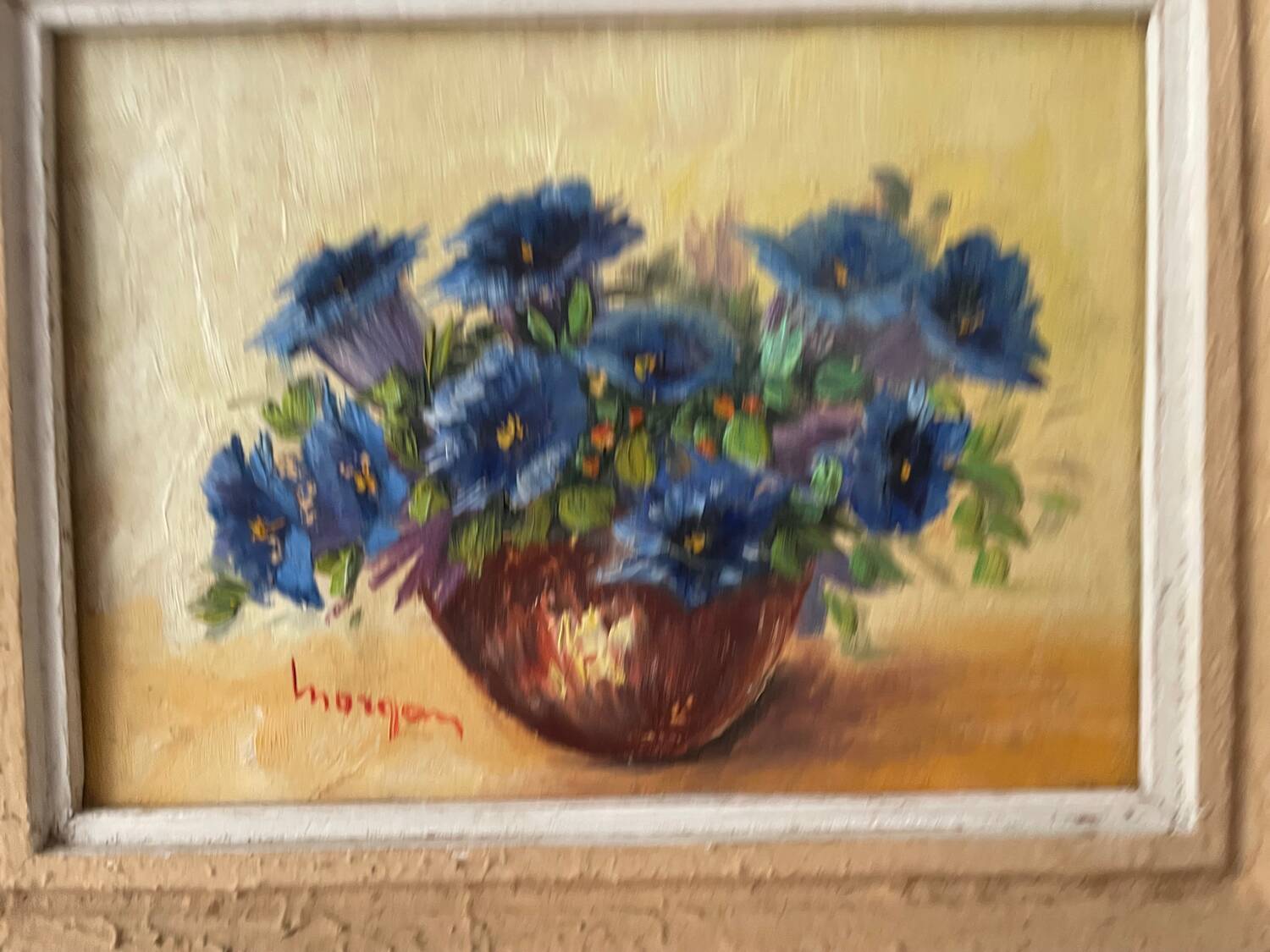 Pair of small paintings, bouquet of flowers