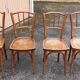 4 curved wooden chairs 1920/1940.