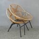 Rohe Noordwole 1950 vintage rattan and metal shell chairs