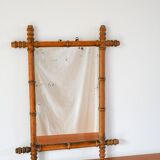 Bamboo effect wooden barber mirror 62 x 47 cm