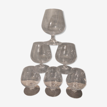 6 large crystal cognac glasses