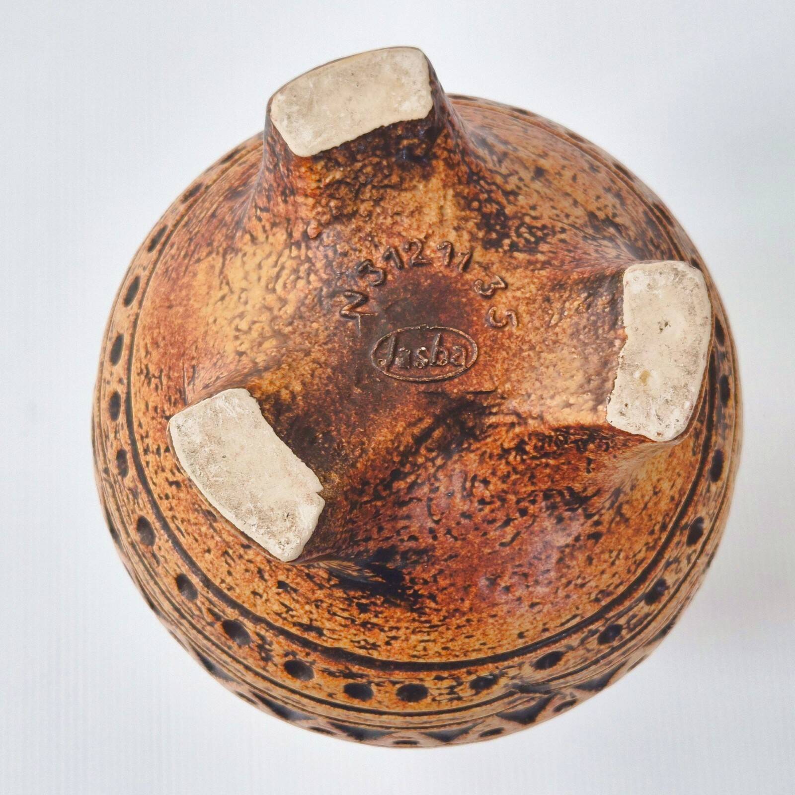 Vintage tripod vase with lizards 1960 jasba ceramic 60s 1960s maya tiki