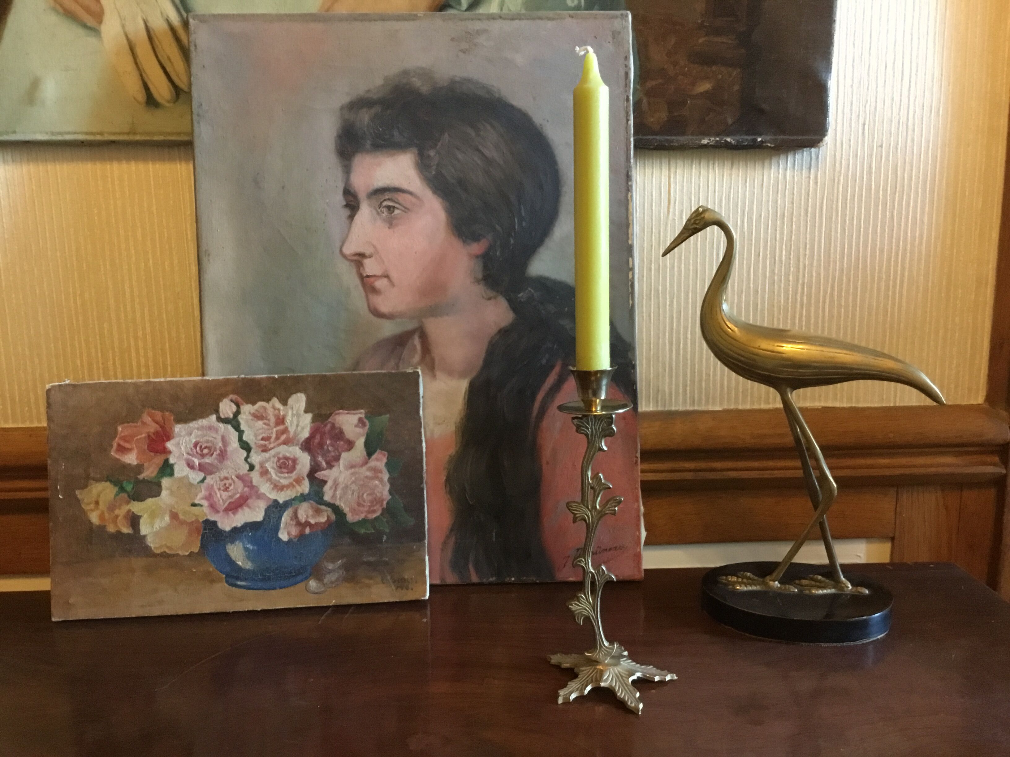 Brass flower candlestick