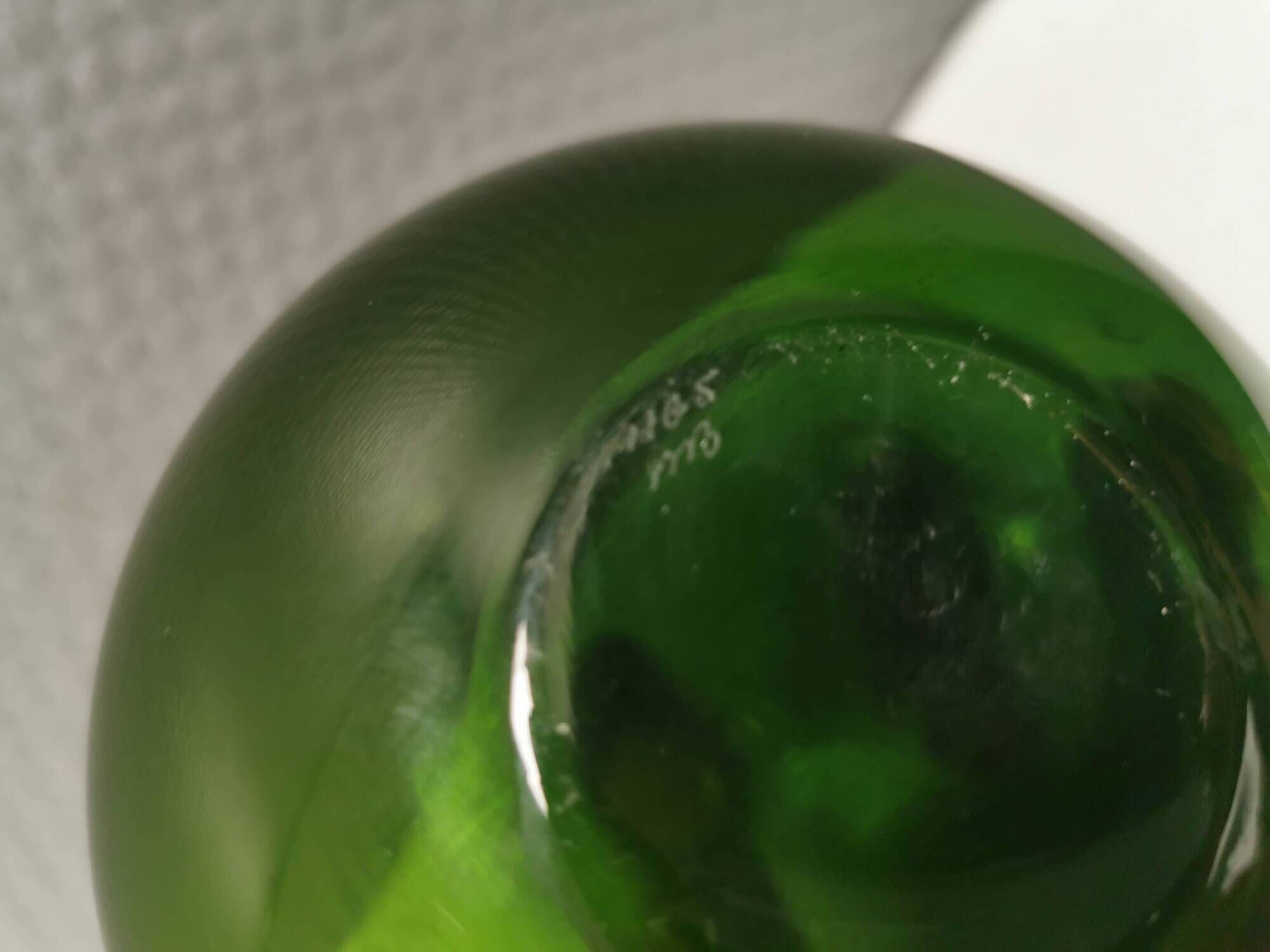 Beautiful "Hulvase/flower globe" in olive green color. Denmark 1970s