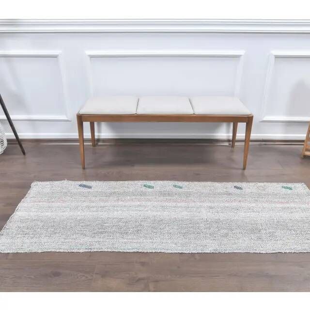 Turkish Vintage Kilim Handwoven Flatweave Wool Rug 70x195