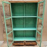 Old Art Deco glazed bookcase in Burmese teak