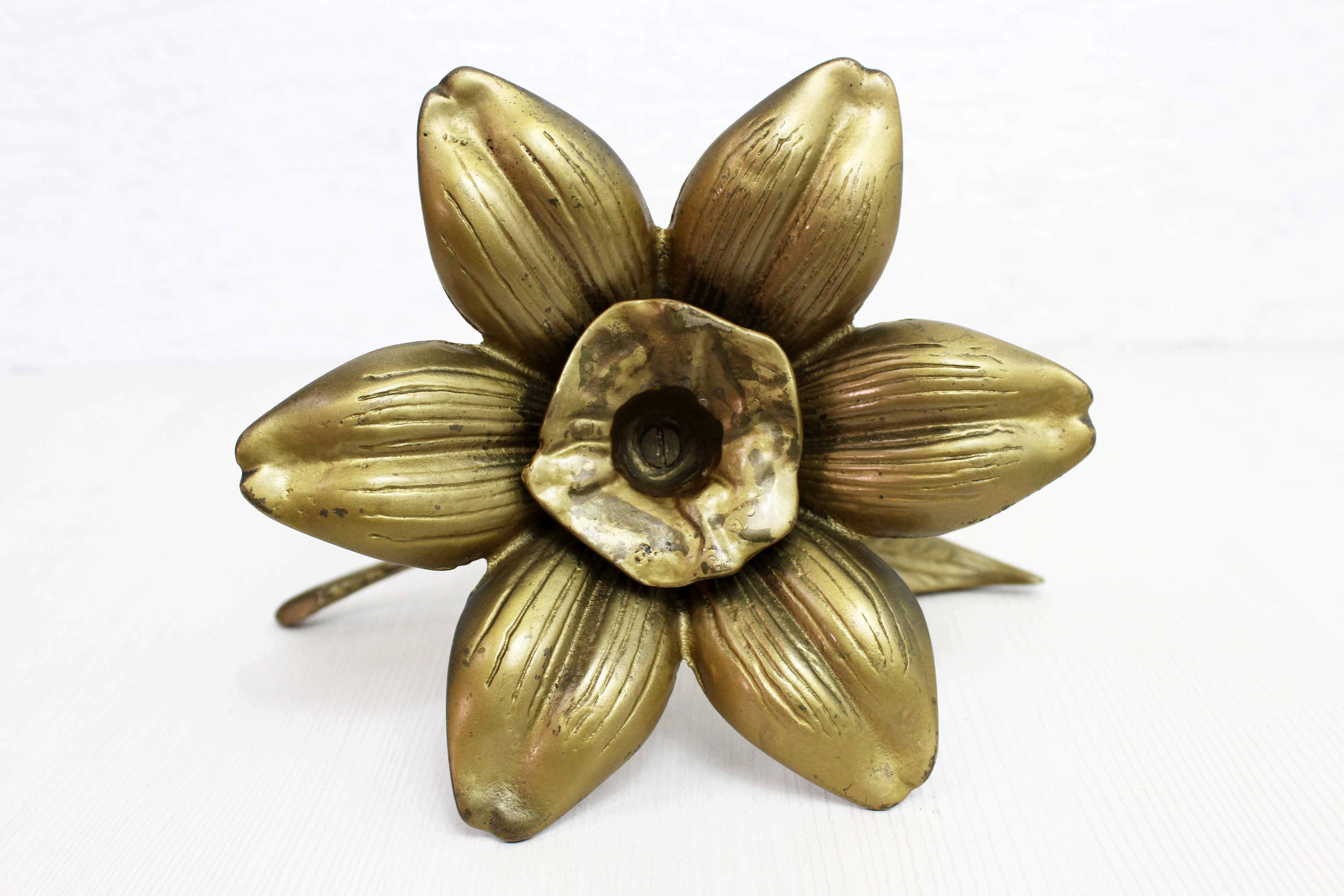 Brass flower candle holder
